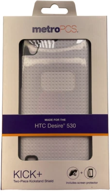 Custodia MetroPCS Kick+ Plus Per HTC Desire 530, Bianca/Grigia - Immagine 1 di 4