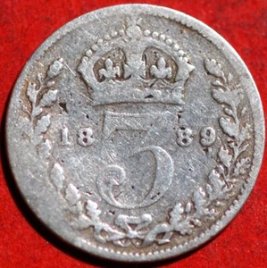 Great Britain 3 Pence 1889 KM# 758 - Picture 1 of 2