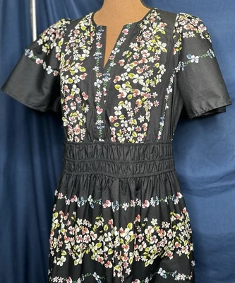 NWT Anthropologie SOMERSET Short-Sleeve Black Floral Dress w/ Pockets; MEDIUM - Image 1 of 4