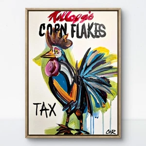 CORBELLIC Corn Flakes Tax 12x16 Original Canvas Pop Art Colorful Handmade Decor - Picture 1 of 8