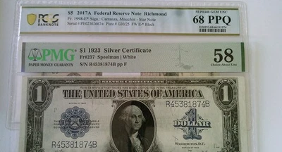 $1 1923 Silver Certificate & $5 2017A Federal Reserve Note Richmond. BUY NOW!! - Image 1 of 4