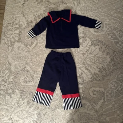 Vintage 1960’s/70’s Kid’s Red White & Blue 2 Piece Knit Sailor Outfit Size 2T - Image 1 of 4