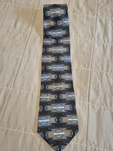 Harley-Davidson Tie Mens One Size Black Blue Silk Motorcycle RM Style Made USA - Picture 1 of 7