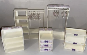 Barbie Snap N Store Quilted Bedroom Furniture Lot 1992 Wardrobe, Shelf, Dresser - Picture 1 of 8