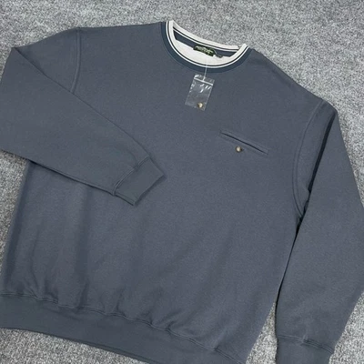 Vintage Norm Thompson Sweatshirt Men XL Slate Blue Gray Crewneck Pocket NEW - Image 1 of 4