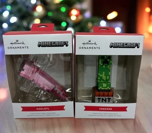 Hallmark Minecraft Ornamente Lot Creeper & Pink Axolotl Weihnachten Urlaub Neu - Bild 1 von 16