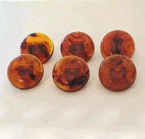 Vintage Tortoise Shell Shank Buttons Plastic Brown Black Red 14.8mm - Picture 1 of 11