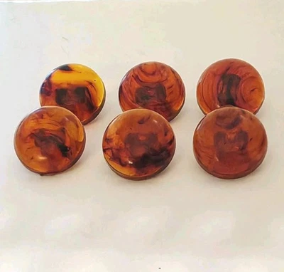 Vintage Tortoise Shell Shank Buttons Plastic Brown Black Red 14.8mm - Image 1 of 4