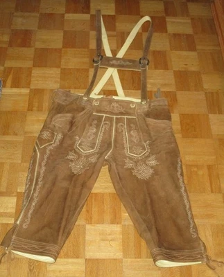 Trachten-Lederhose / Kniebundhose - „Almsach“ - Größe: 110 – Farbe: braun - Bild 1 von 4