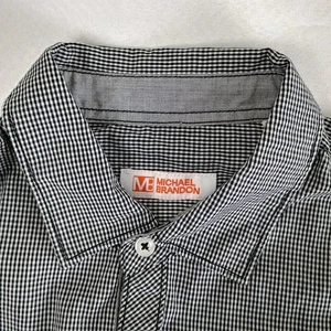 Michael Brandon Mens M Button Down Casual Shirt Long Sleeved Check Black White  - Picture 1 of 7