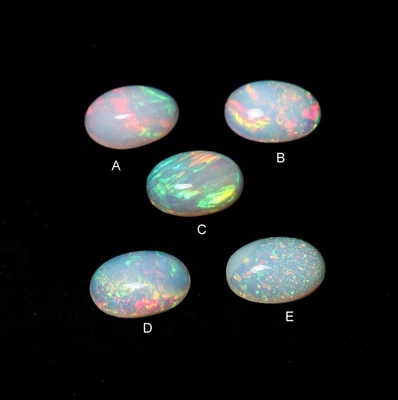 12x8 MM Natural Top Grade Flashy Multi Fire Ethiopian Opal Oval Shape Cabochon - Image 1 of 4