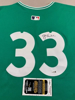 BOSTON RED SOX JASON VARITEK AUTOGRAPH #33 ST. PATRICKS DAY JERSEY JSA CI33396 - Image 1 of 4