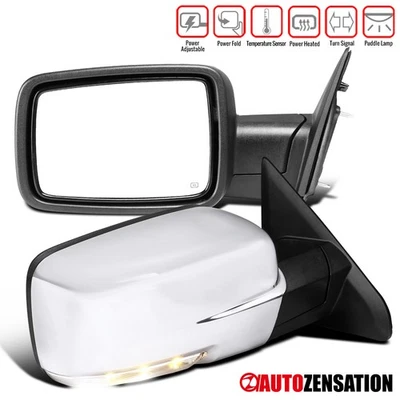 Fits 2013-2019 Ram 1500 Chrome Power Fold Heat Mirrors+Temp Sensor+LED Signal - Image 1 of 4