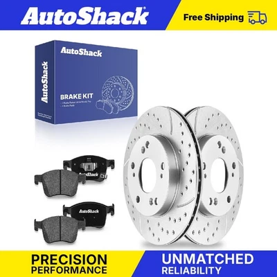 Front Drilled Slotted Brake Rotors Ceramic Pads for 2022-2024 Honda Civic - Image 1 of 4