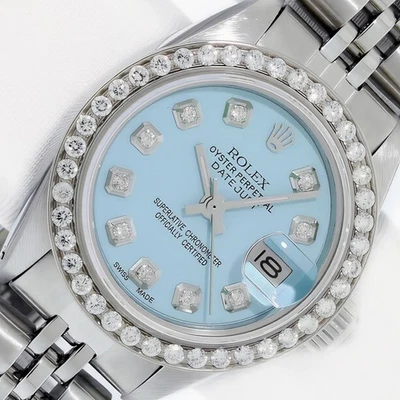 RELOJ ROLEX DATEJUST QS ACERO INOXIDABLE DAMAS, ESFERA DIAMANTE AZUL, BISEL DIAMANTE Foto 1 de 4