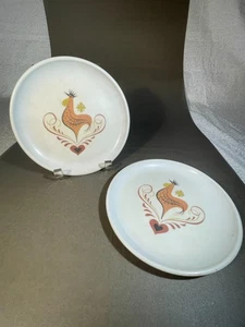 2 Platos Vintage Melmac HARMONY House Avalon Rooster Print 5.75" Blanco (730) - Imagen 1 de 2