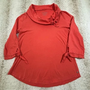 Top túnica manga 3/4 cuello capucha rojo Buda neón M - Imagen 1 de 9