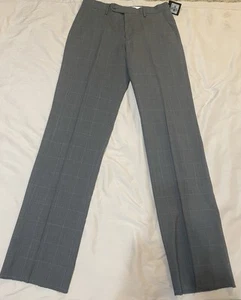 NUEVO CON ETIQUETAS Negro SAKS QUINTA AVENIDA PANTALONES DE VESTIR TALLA 33R 100% LANA GRIS SÓLIDO Dobladillo Crudo - Imagen 1 de 10