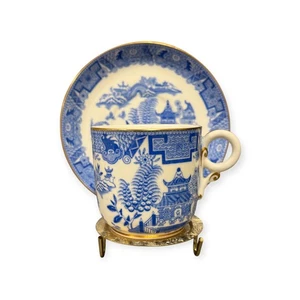 Antique Blue and White Royal Worcester Cup and Saucer 1876-1891 - Picture 1 of 6