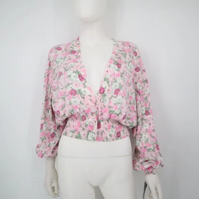 NUEVO CON ETIQUETAS INC Mujeres Estampado Mangas Abullonadas Cárdigan Suéter Talla M Foto 1 de 4