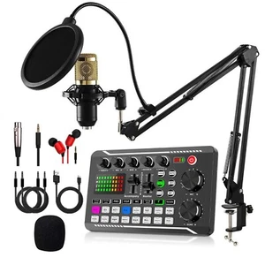 Podcast Studio Equipment Kit – Condenser Mic, Sound Card & Mixer for Streaming - Picture 1 of 24