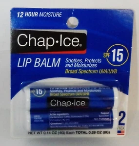 2 ORAL LABS Chap Ice Moisture Lip Balms Soothe Protect Moisturize SPF15 Sealed - Picture 1 of 1