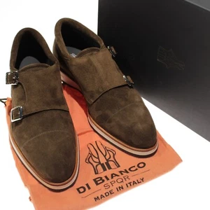 Di Bianco NWD Matera Classic Double Monk Strap Dress Shoes Size 8.5 Brown Suede - Picture 1 of 11