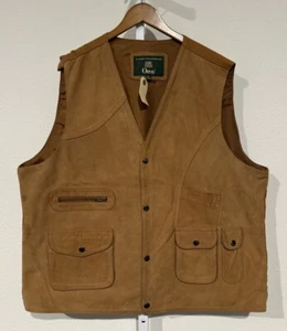 Vintage Orvis Suede Leather Vest Hunting Cargo Ammo Pockets Men's Size XL - Picture 1 of 16