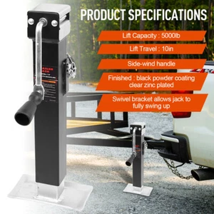 Pro 10"Lift 5000lbs Swivel Trailer Jack Tongue Weld-on Pipe-mount Stand Drop Leg - Picture 1 of 9