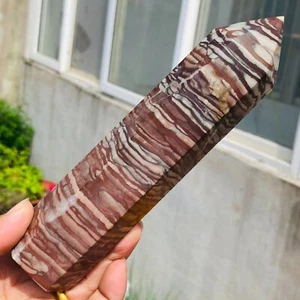 619g Large Red Zebra Stone Jasper Crystal Wand Point Tower Obelisk Specimen - Bild 1 von 12