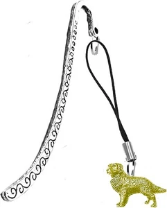 D4 Golden Retriever Do Muster Lesezeichen GOLD CHROM FINISH englischer Zinn Charm - Bild 1 von 1