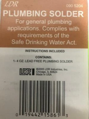 Soldadura de plomería sin plomo 4 OZ LDR Foto 1 de 2