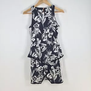 Maurie and eve womens dress size 10 pencil black floral peplum stretch 083396 - Picture 1 of 9