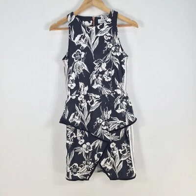 Maurie and eve womens dress size 10 pencil black floral peplum stretch 083396 - image 1 of 4