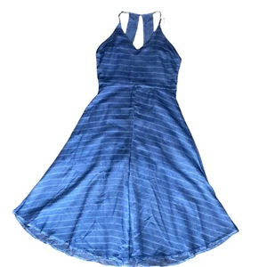 Hummingbird Women’s Sz Large Jumpsuit Blue Sheer Flare Leg One-piece NWT - Picture 1 of 9