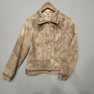 Reba Womens Western Studded Button Up Brown Cowgirl Jacket Size Medium - Picture 1 of 10