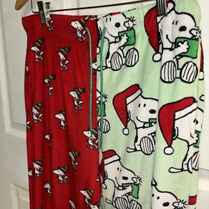 Snoopy Peanuts Sleepwear Lounge Pants Christmas Special Size Medium Green/Red - Picture 1 of 12