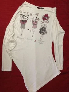 Sarah Chole for bad girls - maglia bianca con disegno - taglia S - 93% VI 7% EA - Picture 1 of 1