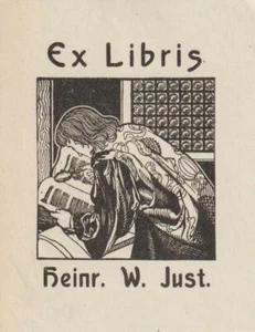 Ex libris ""Hombre con libro"" Art Deco Exlibris por artista desconocido/Alemania - Imagen 1 de 1