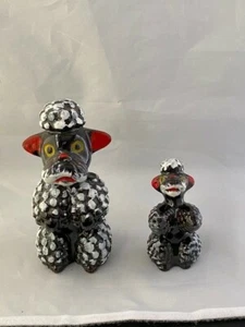 Vintage Red Clay Redware Japan Made Set of two Black Poodle Figurines - Picture 1 of 6