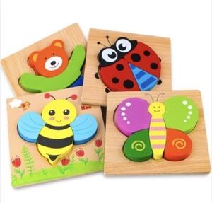 Puzzle animali in legno Skyfield con 4 modelli animali per bambini piccoli - nuovi - Foto 1 di 5