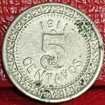 Moneda de 5 centavos de níquel 1911 México Estados Unidos México km# 421 Foto 1 de 3