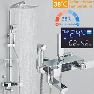 Edelstahl Duscharmatur Thermostat Duschsystem Duschset Regendusche Mischbatterie - Bild 1 von 17