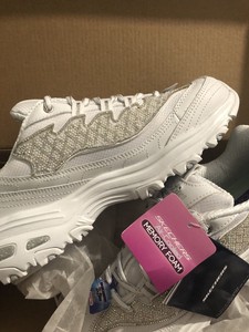 skechers white diamante trainers