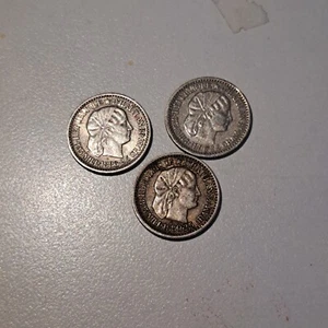 1886, 1887, 1890 HAITI HIGH GRADE 10 CENTS - Picture 1 of 7