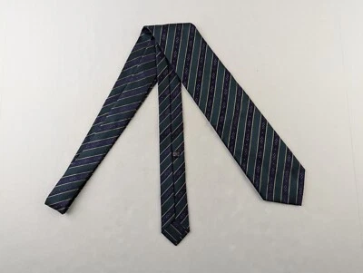 全新 Stefano Ricci 意大利豪华编织丝绸领带绿色蓝色条纹领带经典 — 第 1/4 张图片