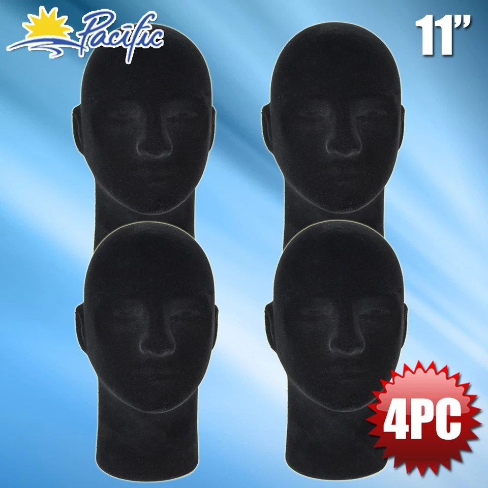 NEW Male FOAM black MANNEQUIN head display wig hat glasses 4pc - Image 1 of 3
