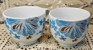 Set of 2 IKEA Aqua Teal Floral Coffee Tea Cup Mug #15199 14 oz - Picture 1 of 10