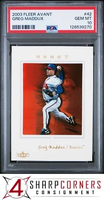2003 FLEER AVANT #42 GREG MADDUX BRAVES HOF PSA 10 - Image 1 of 2