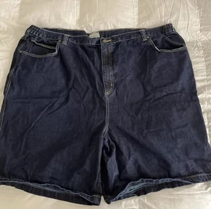 Liberty Blues Jean Shorts Mens Big Size 50 Elastic Waist Dark Blue 100% Cotton - Picture 1 of 4